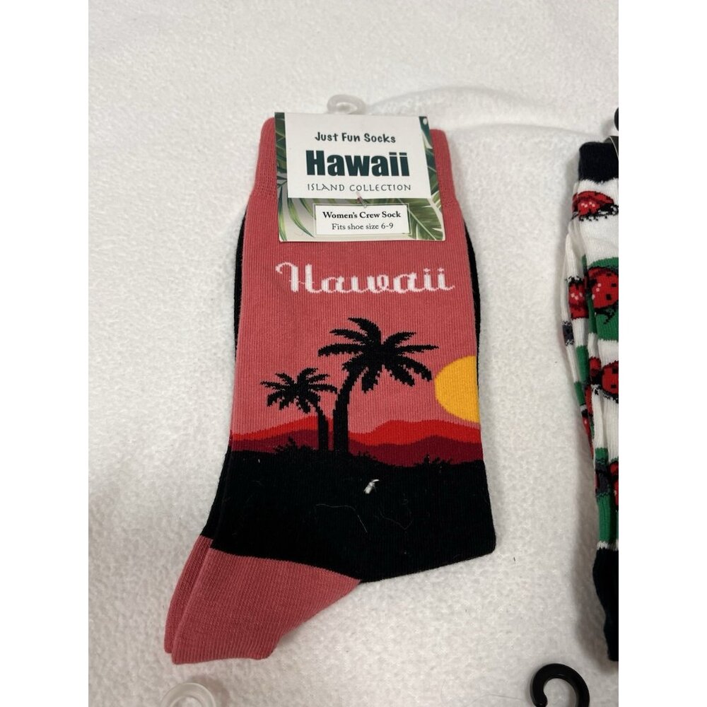 Lot of 12 New Novelty Crew Socks  Fun Prints Sushi Bike Hawaii Unicorn Converse - Picture 6 of 7